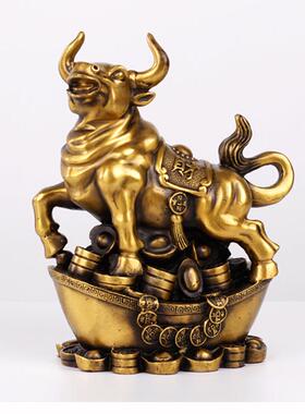 铜牛摆件全铜贺岁新年工艺装饰品招财办公桌室客厅金钱牛元宝牛