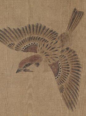 2020北宋崔白寒雀卷轴画国花鸟房画名画复制品图字画中式玄关书挂