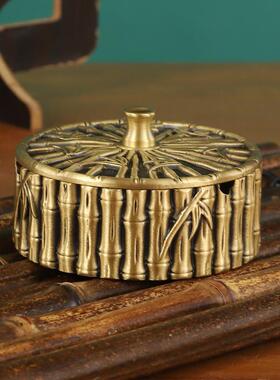 厂家烟缸摆件用办铜公室铜象棋家烟灰缸铜PKE竹节烟灰灰工艺礼品