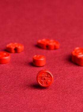 【普陀山】水晶原矿含量红砂祥云配件红色朱砂如意铜钱配珠