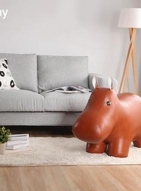 【超大件】Zuny动物造型客厅落地摆件家居大象老虎长颈鹿皮质坐凳