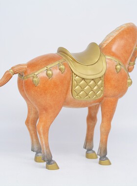 宏达 黄铜彩绘大号盛世唐马 家居生肖铜器马摆件