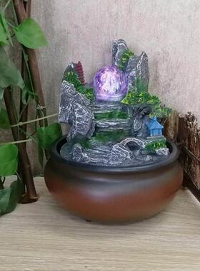 创意中式流水喷泉摆件办公室桌面客厅招财家居装饰开业礼品