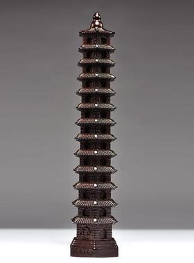 黑檀木雕刻13层文昌塔摆件文昌塔十三层家居客厅玄关装饰工艺礼品