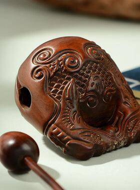 藏村黄杨木木鱼 实木随身静心敲打击乐器解压 办公室木鱼木雕摆件