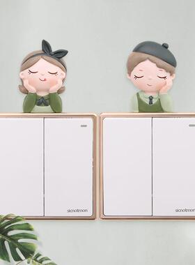 树脂创意情侣开关贴家居墙面装饰品无框开关墙贴工艺品