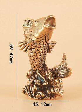 铜鲤鱼纯铜跳龙门家居装饰金鱼摆饰黄铜摆件小摆件鲤鱼居家物件老