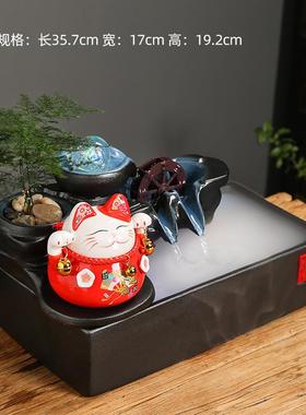 正品招财猫流水摆面件循环水生财厅公桌装饰乔迁新居礼客办品开业