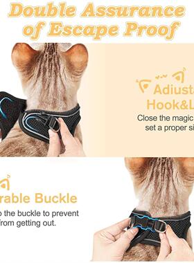 Cat Harness and Leash for Walking Escape Proof, Adjustable K