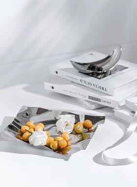 锈现纳代简约不钢收果盘摆件样房板客0059厅茶几餐桌售楼部家居装