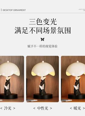 法式中古风台灯创意蝴蝶卧室夜灯牀头气氛灯客厅桌面装饰生日礼物