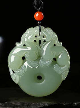 貔貅扣水青貔貅款玉和田玉坠厂家直销男女坠玉器和田玉双平安湖吊