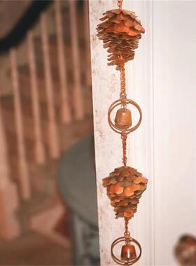 跨境爆品松果风铃 松果雨链 金属户外风铃装饰松果风铃