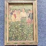 怀旧老物件农村木框挂画墙面装饰画红色题材国画覆古文创饰品摆件