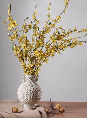 中式复古侘寂风陶瓷白色花瓶水培干花器简约酒店插花摆件创意软装