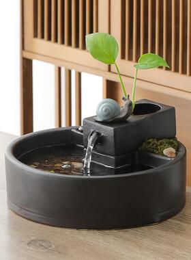 流水水生财摆件循环招创意HYY22071办喷公室客厅桌面财装饰茶几泉
