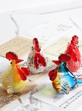 淄博璃工CTL艺品像摆件咕咕鸡公鸡琉母鸡博动物山玻璃制品雕跨境