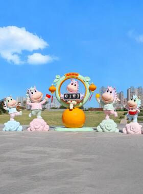 2026马年雕塑件户外公园小区吉祥物摆网红拍照打卡玻璃钢装饰小品