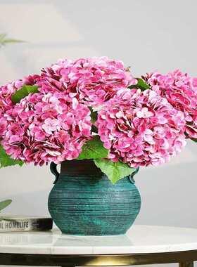 粉色手感保湿仿生绣球花仿真花束客厅餐桌花摆花高端花瓶摆件假花