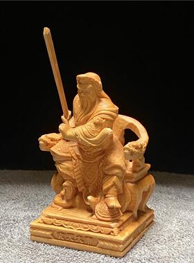 崖柏黄杨木雕刻家居汽车摆件玄天上帝人物神像武财神关羽关公寺庙