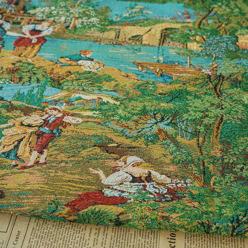 春秋厚实粗纺沙发布地毯面料油画风人物卡通服饰经典提花装饰布料,淘宝优惠券,粉丝福利购,淘宝优惠卷