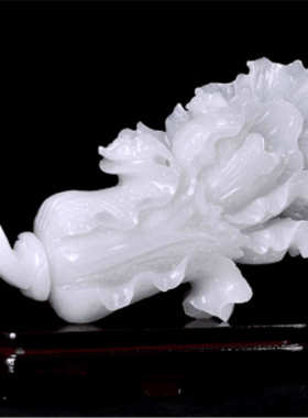 阿富汗 白玉精雕白菜摆件厂家批发 方解石玉百财聚财 摆件