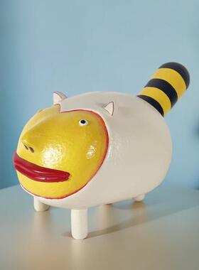 创意嘴3850巴猫抽动物象雕塑样板间客厅装饰件儿摆童房书柜家居饰