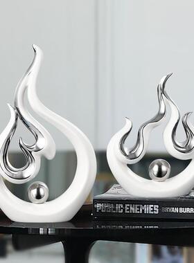 火焰蒸蒸日上创意抽象摆件办公室酒柜玄关电视柜家居陶瓷工艺品