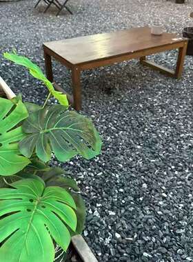 天然黑色灰色烁石水洗石铺路石庭院造景小石子庭院装饰