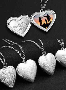 Openable Love Heart Locket Pendant Women Necklace Silver Col