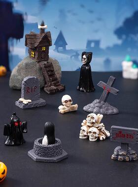 治愈系万圣节小摆件骷髅头木乃伊复活女鬼节恐怖树脂桌面创意装饰