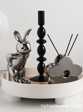 北欧装饰品样板房浴室卫生间家居烛台摆件香薰软装搭配设计托盘