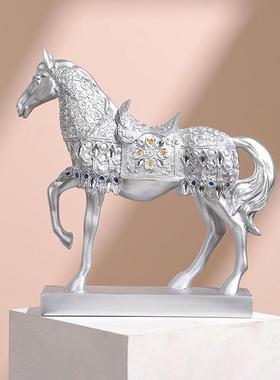 马年摆件客厅高端精致摆件金马书柜战马上发财隔断乔迁新居送礼树