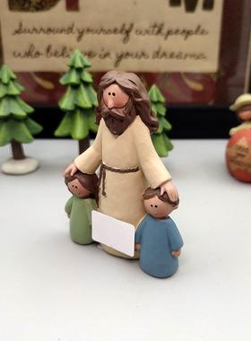 原创纯手工父子女儿可爱人物桌面摆件树脂立体居家装饰品生日礼物