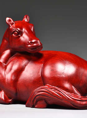 红色马摆件实木雕刻工艺品马摆件木马摆件家居客厅装饰开业礼品