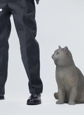 JXK 仿真蓝猫摆件英国短毛小猫咪周边玩偶雕像手办模型公仔礼物