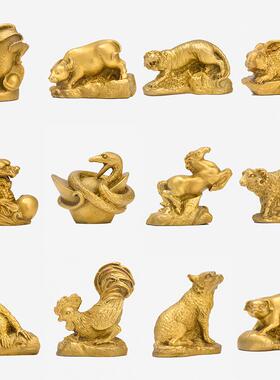 全套十二生肖摆件鼠牛虎兔龙蛇马羊猴鸡狗猪家居工艺生肖铜装饰品