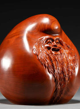 花梨木雕寿桃摆件木质雕刻老寿星送长辈老人祝寿生日送礼工艺品