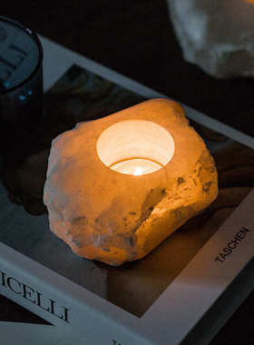 自然矿石烛台石膏矿石浪漫香薰烛台现代简约酒吧西餐民宿家居光源