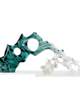 匠十三 现代新中式透明透明假山样板房茶室书房禅意软装饰品玄关