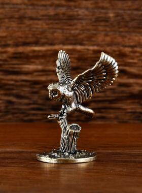 黄铜摆栖树猫头鹰件跨境摆艺LS-G43-1件创意古工品复摆件