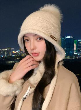 秋冬帽子女款2026新款韩系简约毛线帽户外休闲针织帽秋冬护耳套头