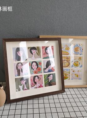 以琳画框九宫格照片毕业油画棒画用相框带卡纸内衬立体中空1.5CM