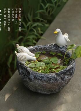 微景观鱼缸流水瀑布生财办公室客厅喷泉水景假山盆景创意桌面摆件