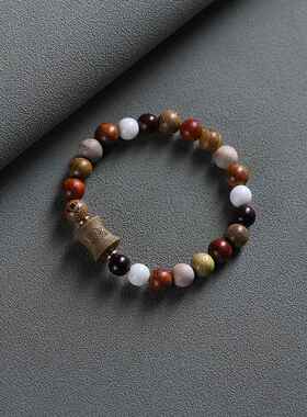 国风多宝珠竹节六字箴言手串男生念珠手链女小众设计单圈侣款饰品