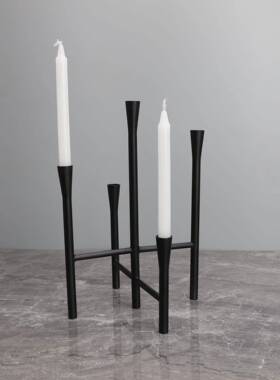 现代玄简约创意黑色五头烛台样柜间书房0040酒家居客厅关工艺板品