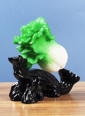 发财如意玉白菜摆件招财客厅办公室桌面装饰店铺乔迁开 业工艺礼