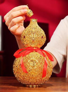 黄铜金色剪出丝线葫芦铜葫芦装饰品客厅桌面家庭办公室开幕礼物