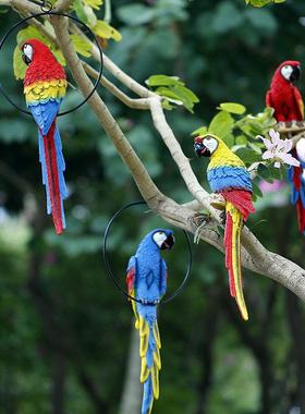 仿真鹦鹉鸟类挂饰工艺品花园摆件户外庭院子园林雕塑挂树动物装饰