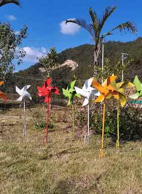 户外彩色铁艺大小风车摆件创意四五六叶儿童旋转动花园景观装饰品